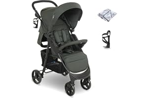 My Babiie MB30 Pushchair – from Birth to 4 Years (22kg), Easy Compact Fold, Large Shopping Basket, Adjustable Handle, Stroller Includes Cup Holder, Rain Cover – Forest Green