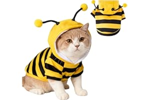 TBAMTBW Kostium kota, pszczoły, kota, Halloween, zabawny kostium pszczoły, kostium kotka, Halloween, strój, Cosplay, dla zwierząt domowych, bluzy z kapturem dla kotów i małych psów, rozm. S
