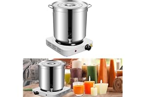 JoliJour Melter Pentola per La Creazione di Candele,Vaso Elettrico per la Fusione di Candele da 5.5L,con Piastra Calda Elettrica di Fusione, Controllo Della Temperatura Regolabile 1-5 Impostazioni