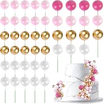 34-teilige Tortendeko – Glitzer Rosa Kugeln & Palmblätter, Cake Topper Für Geburtstag, Hochzeit, Baby Shower