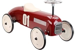Vilac - Porteur enfant - Ma voiture de course vintage en métal - Développe la motricité de votre enfant - Véhicule couleur bordeaux - Véhicule pour enfants - A partir de 18 mois - 1102