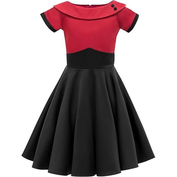 BlackButterfly Kinderen 'Lucy' Vintage Clarity Jaren `50 Meisjes Jurk (Rood, 13-14 jaar
