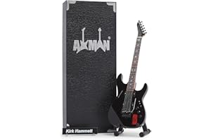 Axman Kirk Hammett (Caution Hot) Miniature Guitar Replica - Music Gifts - Handmade Ornamental 1/4 Scale - Display Box, Name Tag and Miniature Guitar Stand Included