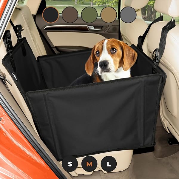 Wuglo Extra Stable Dog Car Seat with Seat Belt – Waterproof and Robust Design for the Back Seat with 4 Fastening Straps for Medium-Large Dogs up to 18 kg - 1