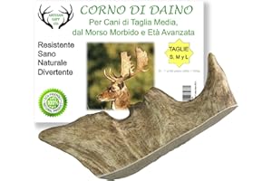 ARTISAN GIFT CO Corni di Daino da Masticare per Cuccioli e Cani, Palco 100% Naturale - peso minimo dell'unità 100gr. (1 unità (Confezione da 1), M.)