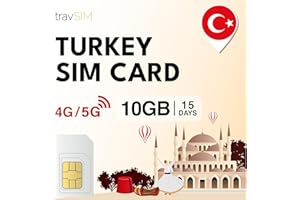 travSIM Tarjeta SIM de Turquía | 15 días – 10 GB de datos SIM | datos de alta velocidad 5G/4G | acceso ilimitado a Internet para Google, Facebook, Whatsapp, Instagram y más