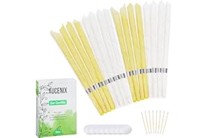 AUCENIX 100% Natural Ear Candles Hopi, Ear Candles for Ear Blocked, Non-Toxic Cylinders Fragrance Hollow Cone Beeswax Candle Cones with 8 Protective Disks