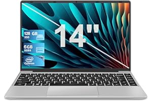 AOCWEI PC Portatile Win 11 Celeron N4020 upto 2.8 GHz, Notebook 14 pollici con 5G WiFi 6GB RAM+128GB ROM Estensioni SSD 1TB, 1080 FHD Bluetooth 4.2 USB HDMI Tastiera Italiana Membrana-Argento