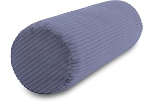 COZYKING Nackenrolle XXL Cord Grau Nackenkissen extra lang Öko-Tex 100 und 40°C waschbar - Nackenstütz-Kissen mit Bezug für Auto, Flugzeug, auf Reisen oder zum Lesen und Relaxen zu Hause - 15x70 cm