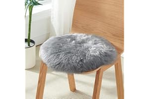 SXYHKJ Faux Lammfell Schaffell Teppich Lammfellimitat Teppich Longhair Fell Optik Nachahmung Wolle Bettvorleger Sofa Matte (45cm - Rund, Grau)