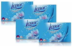 BRAND LENOR 4 Pack of Lenor Tumble Dryer Fabric Conditioner Sheets Spring Awakening, 34 Sheets for Clean & Soft Fabrics and Essential Fragrance with Revitalising Scent
