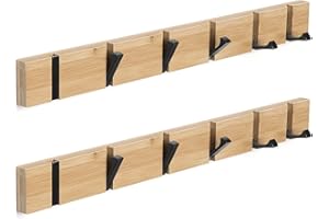 ANVODE 2 Stück Garderobenhaken Wandmontierter, Kleiderhaken Garderobenleiste mit 6 Faltbar Haken für Jacken, Mäntel, Hüte, Schals, Handtaschen