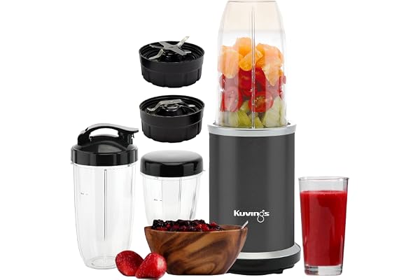 Kuvings Nutri Blender PRO Gunmetal Grey, Powerful 1000 Watts Motor, Mixer/Grinder/Smoothie Maker, Blender for Smoothies and Juices, Stainless Steel Body, 2 Blade Set: Wet & Dry