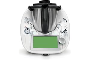 FINEST FOLIA Dekoracyjna naklejka ochronna kompatybilna z robotem kuchennym Thermomix TM6 Design, samoprzylepna, akcesoria do sprzętu kuchennego, wodoodporna RX042 (22 dmuchawiec i ważki)
