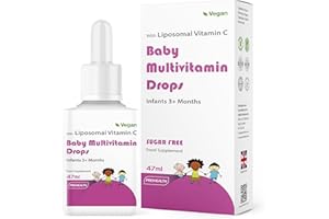 ProHealth Vegan Multivitamin Drops for Infants & Kids (Age 3 Months+) | 9 Essential Vitamins with Liposomal Vitamin C, Mango Flavour | Sugar-Free, Non-GMO, Gluten-Free, Made in UK (55 Days Supply)