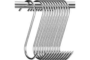 LAYHYAND 24 Pcs Stainless Steel Meat Hooks, 5 Inch S Shaped Smoking Meat Processing Hooks for Hanging Chicken, Pork, Beef, Sausage, Mutton, Hunting Smoking Ribs, Drying BBQ (3MM Diameter)
