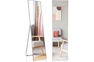 RELAX4LIFE Specchio da Terra/Parete, a Figura Intera con Vetro Infrangibile, Rettangolare, Stile Moderno, per Camara da Letto, Spogliatoio e Ingresso (160 x 40 cm, Nero, 1)