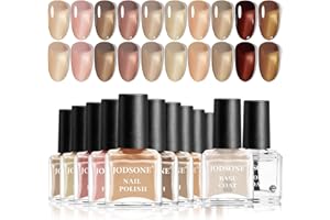 JODSONE Jelly Lot de vernis à ongles, 10 couleurs, avec 2 couches de base et de finition, séchage rapide, brillant, brillant, translucide, ambre, gris, rouge, nude, cadeau de vacances
