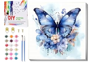 Daisen Art Tiere Malen Nach Zahlen Kinder, Schmetterling Malen Nach Zahlen mit Rahmen, Paint by Numbers ab 6 für Geschenk und Home Decor 20x20cm