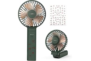 Funme Handventilator, 2022 Neuer Tragbarer Tischventilator Mini Faltbarer Lüfter Exquisit 20 Stunde 5000 Batterie Aufladbarer für Mädchen Reisen und Zuhause Grün