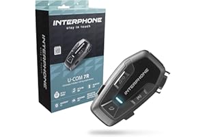 INTERPHONE U-COM 7R Singolo, Interfono moto di gruppo per 4 utenti e fino a 1km, Interfono casco Bluetooth 5.1 per GPS e chiamate, Rimovibile e per tutti i caschi, autonomia 15h e impermeabile IP67