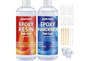 JANCHUN Crystal Clear Epoxy Resin Kit 16OZ Bubble-Free, Anti-Yellowing, Self Leveling Easy Mix 1:1 Coating and Casting Resin for Table Top, Molds, Tumbler Crafts, Painting, Jewelry, DIY Gifts