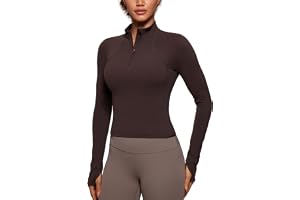 CRZ YOGA Butterluxe Halv dragkedja Kort topp | Träning, Extremt mjuk, Slim fit, Tumhål, Sidoficka, Långärmade skjortor för kv