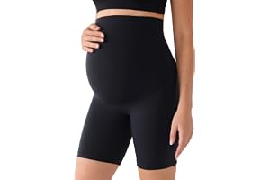 MOMANDA Ingen söm framtill Graviditetsbikershorts 6" | Natrelax-kollektion, Gravidyoga-shorts, Över magen, Stretchiga, Aktiva shorts för kvinnor