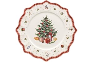 Villeroy & Boch - Toy's Delight Piatto Segnaposto Rosso,Bianco, Adatto per Microonde, Piatto Ceramica Natale, Decorazione Natalizie, Porcellana Premium
