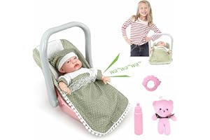 KalaDuck Set Lettino per Bambola Bebè, 12" Bambola Neonata dal Corpo Morbido Culla Giocattoli con Funzione e Accessori Bambole, Gioco di Ruolo Realistico Bambolotto Playset Regalo per Ragazze (Verde)