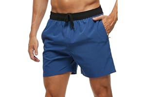 YuKaiChen Men's Swimming Trunks Quick Dry Beach Shorts Casual Running Gym Shorts with Zipper Pockets and Mesh Lining