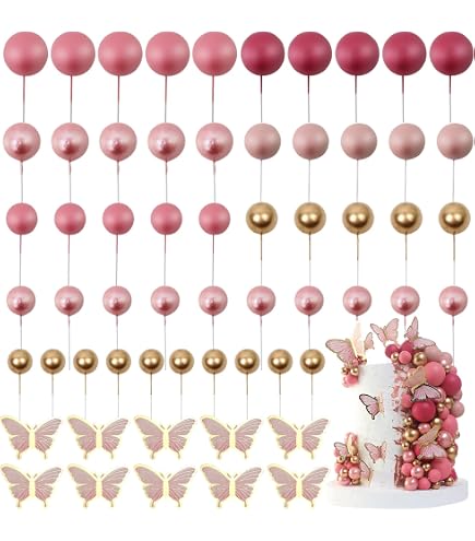 Kit De 43 Pièces Déco Gâteau Papillon Rose, Or Rose Et Violet - Idéal Pour Baby Shower, Mariage Ou Anniversaire