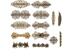 Kalolary 14 sztuk francuskie spinki do włosów, retro, vintage, kwiat, róża, liść, fale, pióra, korony, spinki do włosów, spinki do włosów, akcesoria ślubne (brąz)