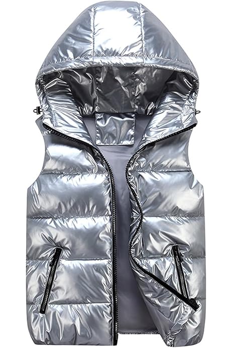 Col Large Faux Gilet Pour Femme, Sans Manches, Avec Fermeture éclair, Fausse Capuche, Col Montant, Gilet Rembourré, Gilet D'hiver Léger Et Amovible Pour Homme, Col De Chemise (bleu, L/XL), Bleu