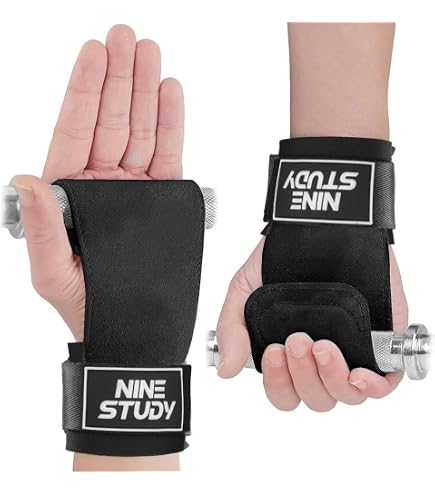 Sangles De Tirage Musculation - Cuir Et Silicone, Support 200 Kg, Ajustables Pour Poignets 17-23 Cm