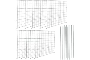 Ikodm Valla de jardín, total de 775cm de largo x 99 cm de alto, 10 elementos de valla, 13 barras de fijación, vallas decorativas de jardín y bordes para perros, Recto, verde