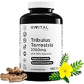 Tribulus Terrestris 2250 mg. 180 vegan capsules. By HIVITAL | Natural extract with 90% Saponins with high active ingredient.