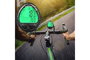 ZOKBOM Bike Computer Wireless, IPX67 Waterproof Cycling Computer with 24 Functions,Multifunctional Bike Speedometer Odometer with Large Backlight LCD Display for Tracking Distance Speed Time