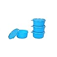 Signoraware Executive Round Medium Plastic Container Set, 310ml, Set of 4, Turkish Blue