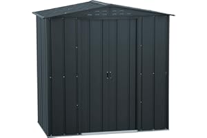 Duramax TOP 6 x 4 (2.17 m²) Metall gerätehaus, hergestellt aus verzinktem Stahl, verstärkte Dachkonstruktion, wartungsfreies und witterungsbeständiges Metallgerätehaus, Geräteschuppen, Anthrazit