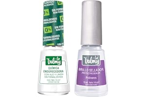 VALMY Pack Tratamiento Fortalecedor de Uñas: Química Endurecedora con Ajo y Limón + Top Coat Brillo Sellador, Esmaltes Protectores y Endurecedores, Ideal para Uñas Frágiles, 14 ml c/u (2 unidades)