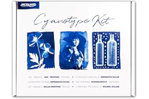 Jacquard Cyanotype Kit for Sun Prints - Complete Set with Pre-Measured Chemicals, Fine Art Paper, Glass Frame & Accessories for Easy Solar Printing