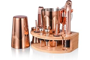 Cocktail Shaker Set,Esmula 750ML 12 Teiliges Edelstahl Barkeeper Kit Geschenk für Männer, Frauen, Freunde, Home Stylish Bar Tool Set mit Cocktail Rezeptheft (Roségold-Titanbeschichtet)