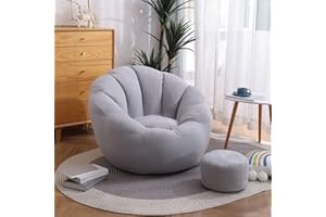 DTLEO Pouf a Sacco Puff Poltrona (Senza Imbottitura) per Divano E Poltrona, per Camera da Letto, Soggiorno, Interno Cuscino da Lettura,Grigio