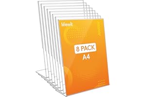 Lifewit 8 Pack A4 Acryl Schilderhalter, transparenter L Form Ständer, Tischschildhalter, Kunststoff Foto Bilderrahmen, Flyer Display für Empfang, Büro, Geschäft, Restaurant, Hotel