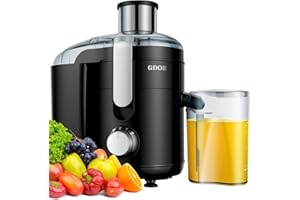 GDOR Juicer, 600W Juicer Machines with Large 65mm Feed Chute for Fruit and Vegetable, Easy to Clean Centrifugal Juicers, Dual Speeds Juicers Compact Juice Extractor Anti-Drip Include Cleaning Brush