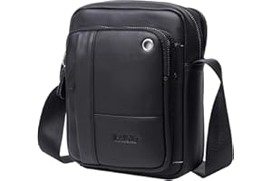 BAIGIO Borsello Uomo Pelle Marrone Borsa a Tracolla Vintage Borsa a Spalla Piccola Crossbody Bag Casual (Nero)