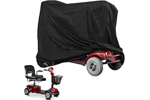 GIOTUK Heavy Duty Mobility Scooter Cover Waterproof – 210D Oxford, Anti-UV, Dustproof, Windproof Storage Cover with Carry Bag, Fits 4-Wheel Electric Scooters 140×66×91cm (210D Oxford)