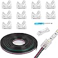 HOMELYLIFE 5 Pin 10mm RGBW LED Strip Connectors Solderless 10 Pcs with 16.4ft Extension Cable 5 Conductor for Waterproof or Non-Waterproof 10mm Wide RGBW LED Strip Lights