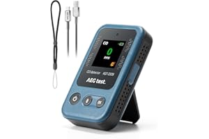 AEGTEST AGT-2309 Detector portátil de monóxido de Carbono, autonomía de 15 días, Mini medidor CO Recargable con cordón para Viajes y Camping, alertas sonoras y visuales, 0–1000 ppm – Azul